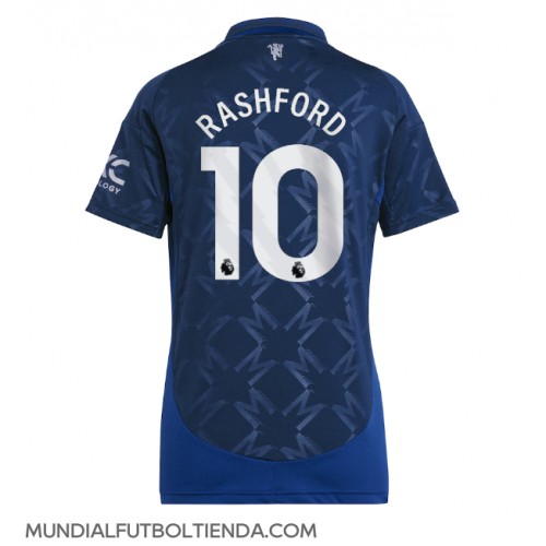 Camiseta Manchester United Marcus Rashford #10 Segunda Equipación Replica 2024-25 para mujer mangas cortas